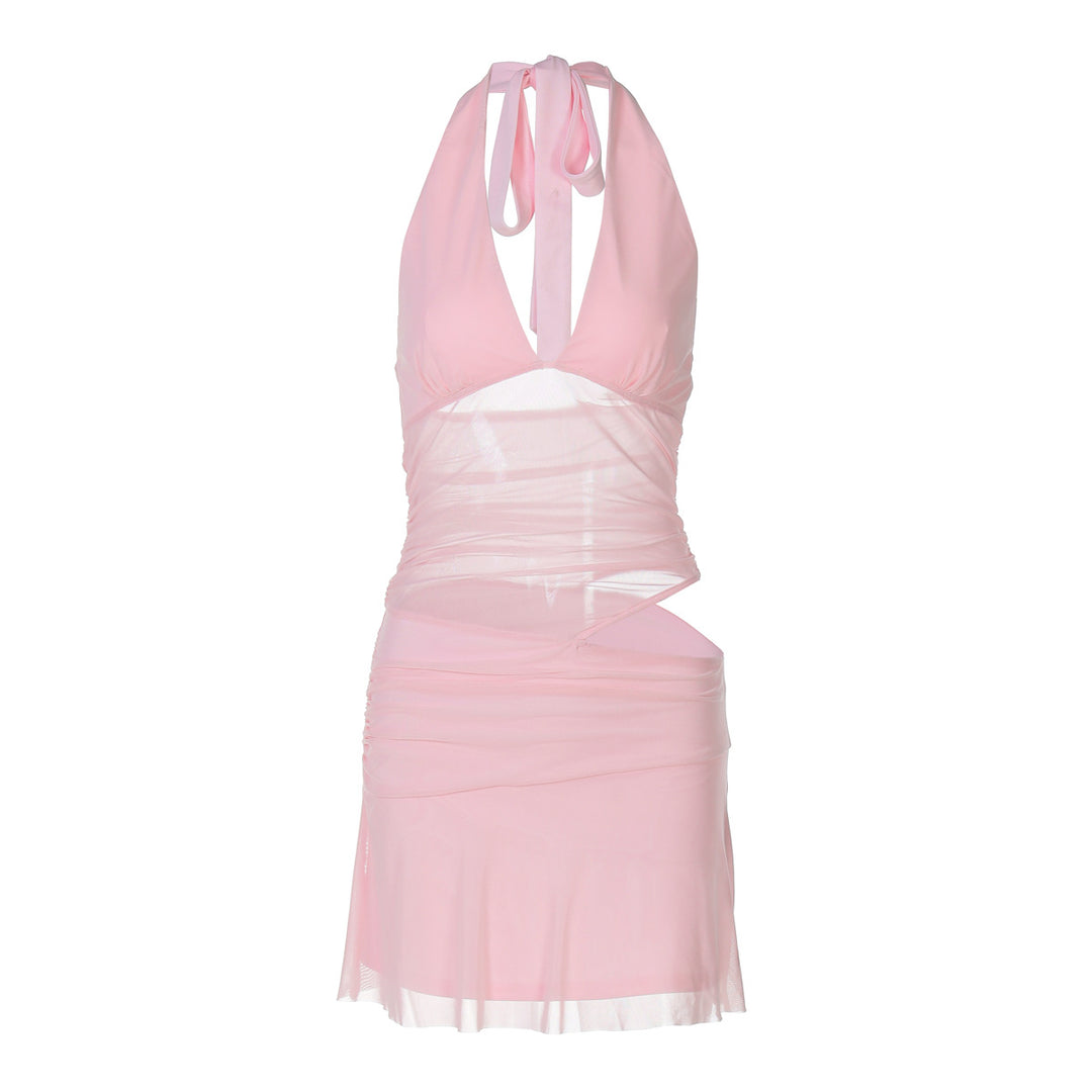 Damen Verspieltes Wickelkleid mit Neckholder-Design und Raffung EB