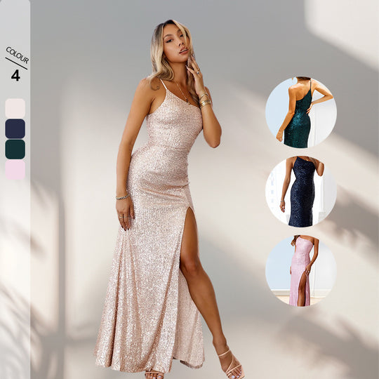 Damen Glitzerndes Abendkleid mit figurbetontem Schnitt und elegantem Schlitz EB