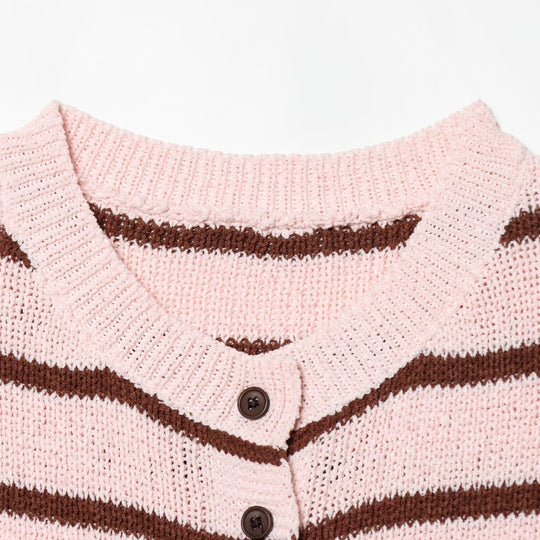 Damen Kurzarm Strickjacke mit Streifenmuster EB