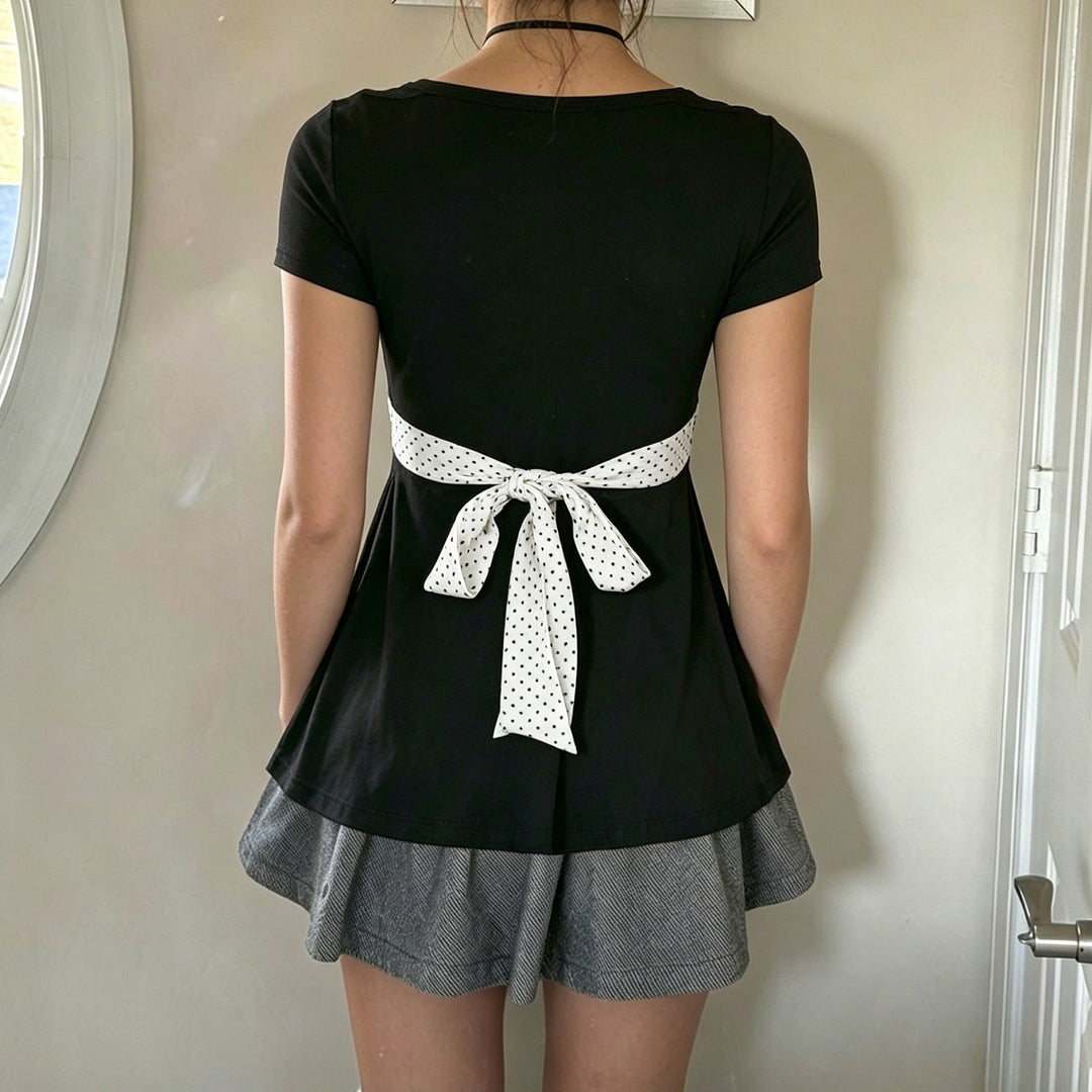 Damen Elegantes Minikleid mit Herz-Ausschnitt und verspieltem Rüschendesign EB