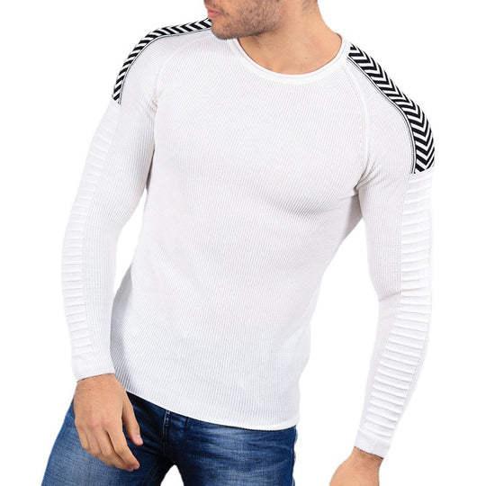 Herren körperbetontes Langarmshirt mit strukturiertem Design EB
