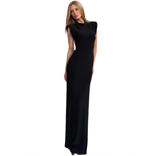 Damen Elegantes und figurbetontes Maxikleid mit Puffärmeln EB