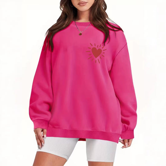 Damen Sweatshirt mit lässigem Herzmotiv und übergroßem Schnitt EB