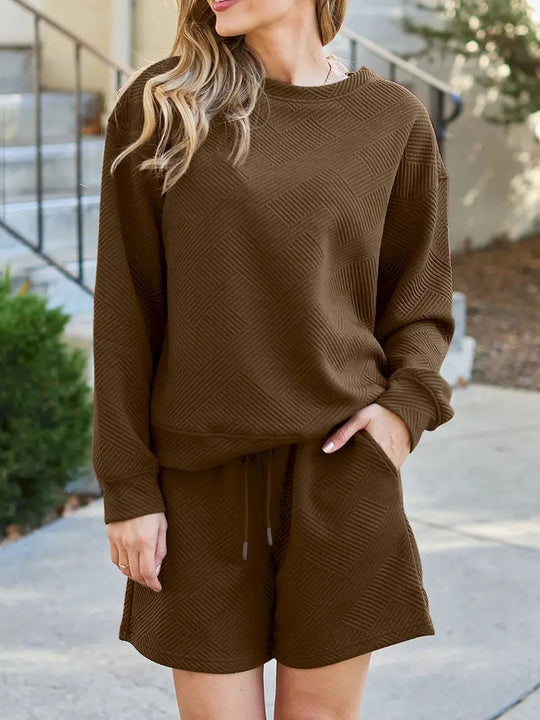 Damen Casual Sweatshirt und Shorts Set EB