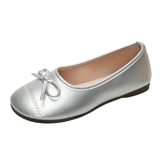 Damen Ballerina-Schuhe mit zierlichem Schleifenakzent und eleganter Oberfläche EB