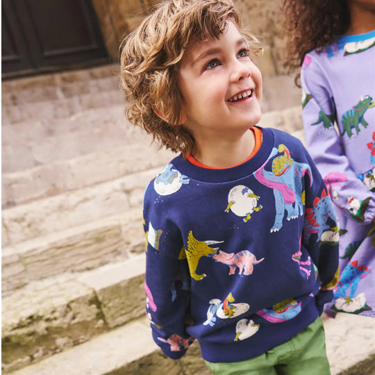 Jungen Sweatshirt mit buntem Dinosauriermuster EB