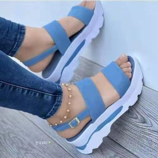 Damen Komfortable Plateau-Sandalen mit breiten Riemen und innovativer Sohle EB