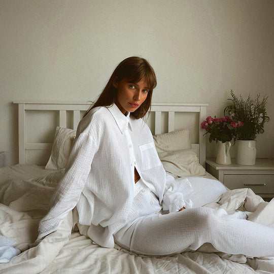 Damen Lässiges Lounge-Set aus atmungsaktivem Baumwollstoff EB