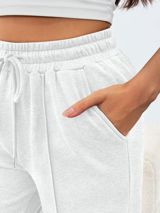 Damen nan komfortable High-Waist Jogginghose mit Kordelzug und tiefen Eingrifftaschen EB