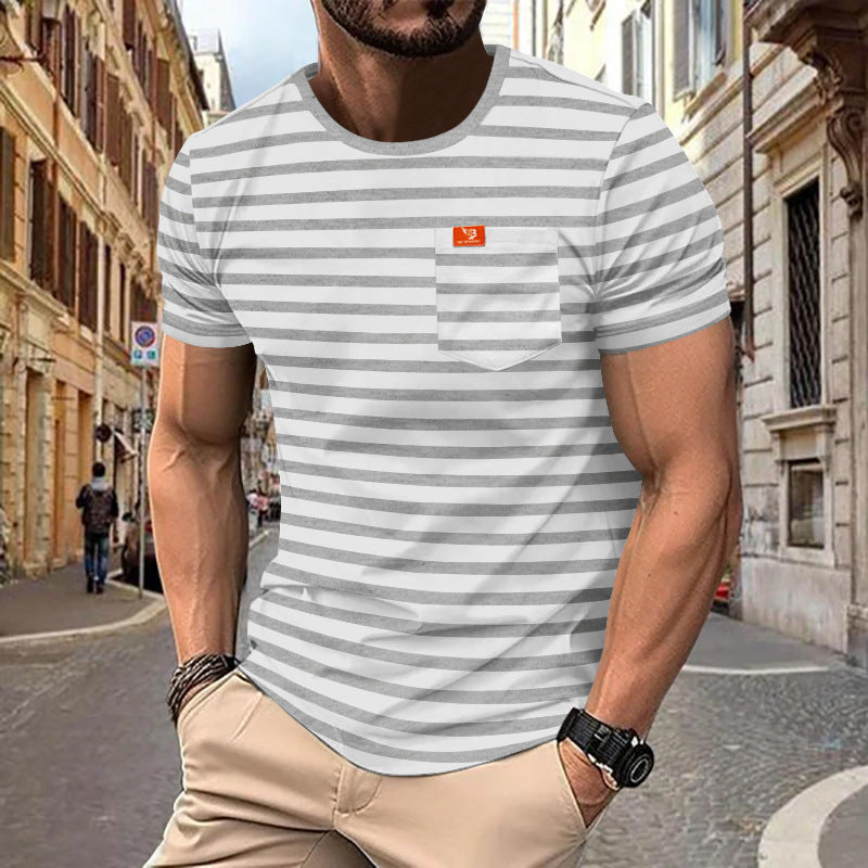 Herren gemustertes T-Shirt mit Brusttasche EB