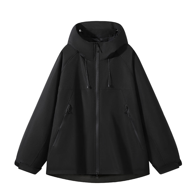 Herren elastische Softshell-Hoodiejacke mit ergonomischem Raglanschnitt, Zwei-Wege-Reißverschluss und verstellbaren Klettmanschetten EB
