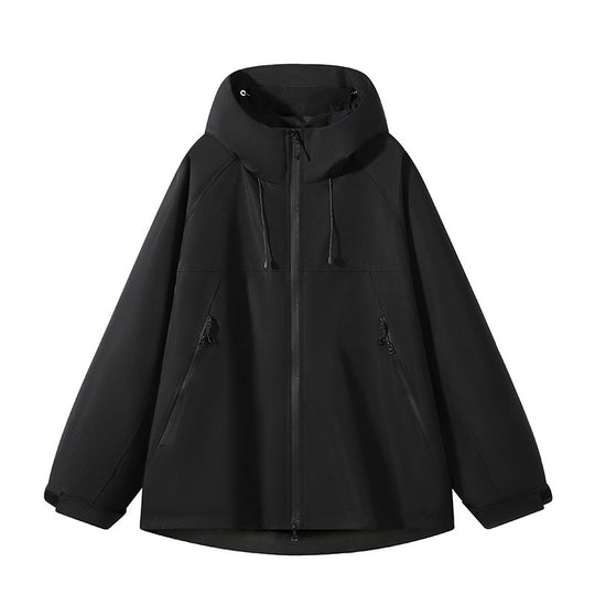 Herren elastische Softshell-Hoodiejacke mit ergonomischem Raglanschnitt, Zwei-Wege-Reißverschluss und verstellbaren Klettmanschetten EB