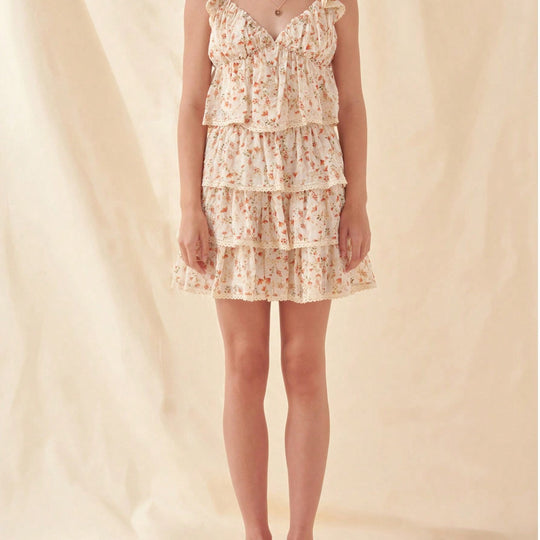 Damen schwingender Minirock mit floralen Rüschendetails EB