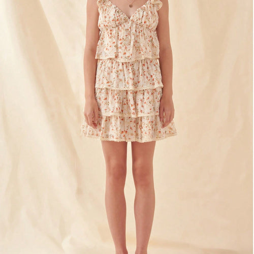 Damen schwingender Minirock mit floralen Rüschendetails EB
