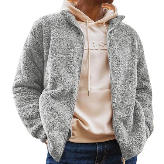 Herren Fleecejacke mit hohem Kragen und praktischen Taschen EB