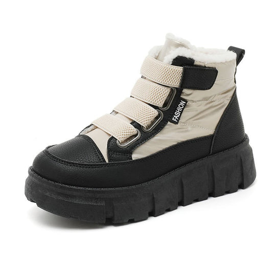 Damen gefütterte Winterstiefel mit robustem Gummi-Profil und verstellbarem Klettverschluss EB