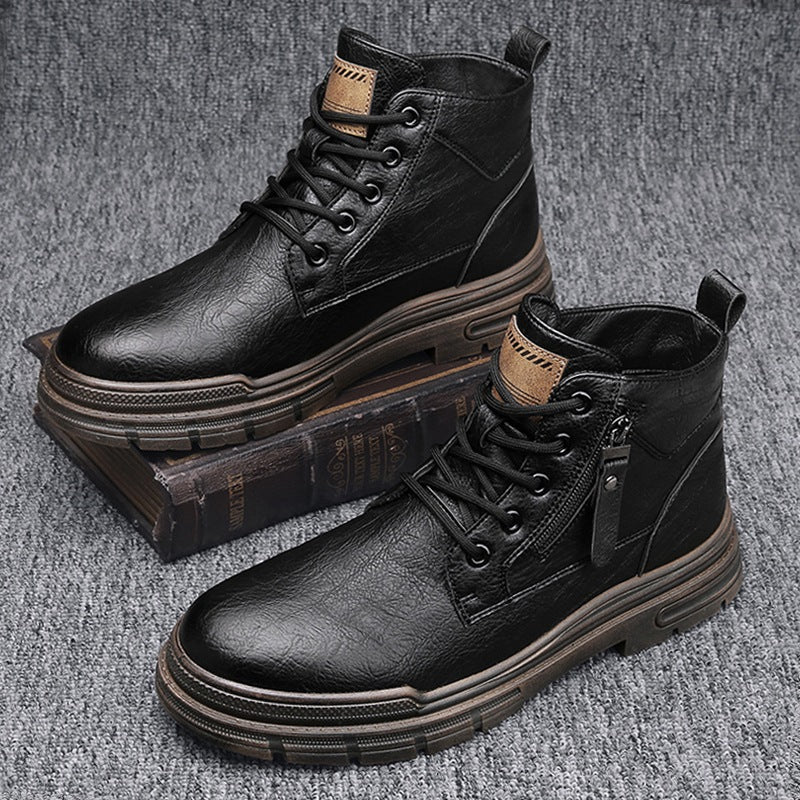 Damen Robuste Lederstiefel mit praktischem Reißverschluss und dämpfender Sohle EB