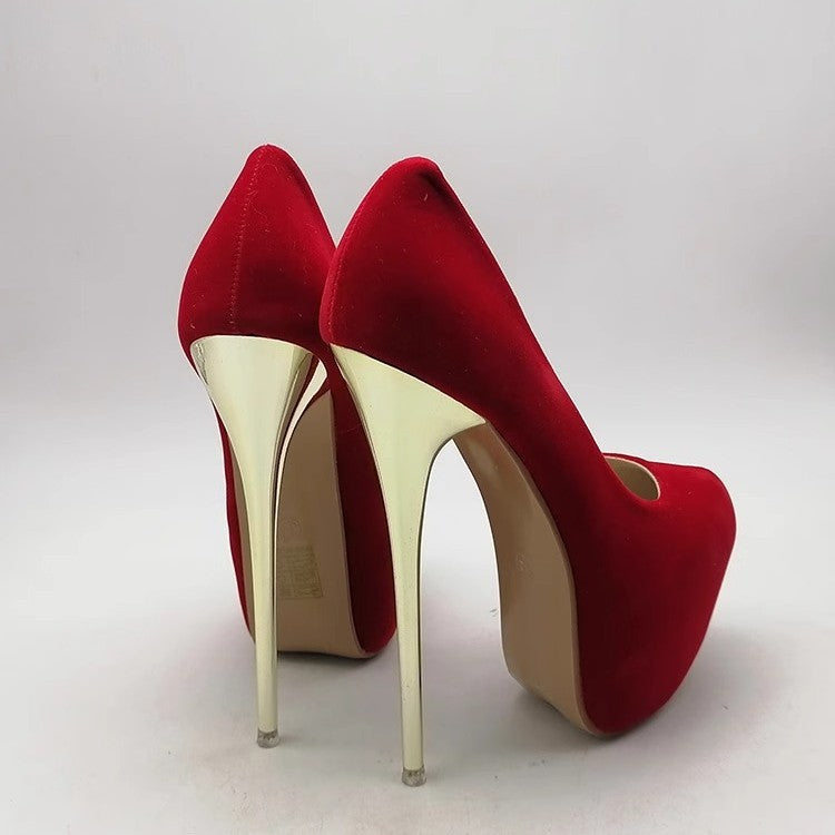 Damen elegante Stiletto-Pumps mit goldenen Akzenten EB