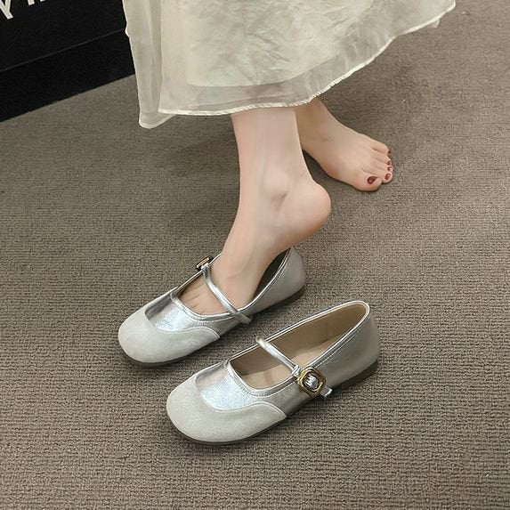 Damen elegante Ballerinas mit modischer Schnallenverzierung EB