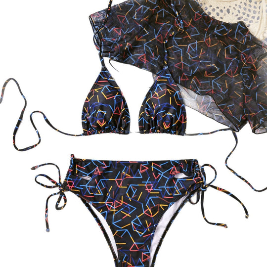Damen Triangel-Bikini mit transparentem Übertop EB