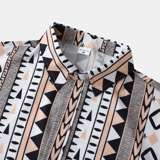Herren Langarmhemd mit trendigem Geometrie-Design EB