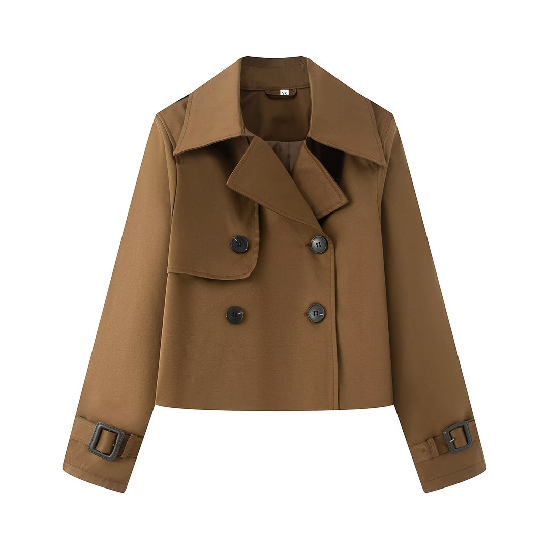 Damen elegante Trenchcoat-Jacke mit klassischen Details EB