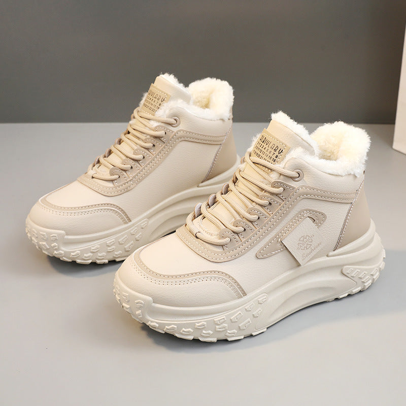 Damen modische Hochschnitt Sneakers mit warmem Futter und rutschfester Sohle EB