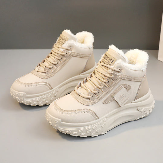 Damen modische Hochschnitt Sneakers mit warmem Futter und rutschfester Sohle EB