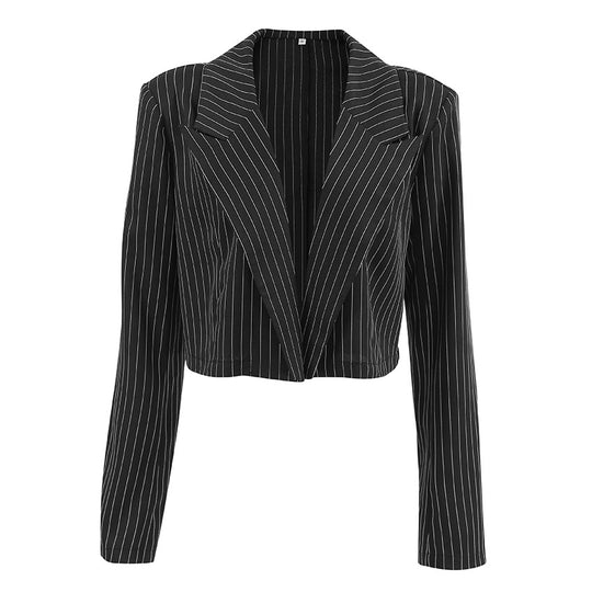 Damen Cropped Blazer im klassischen Streifenmuster EB