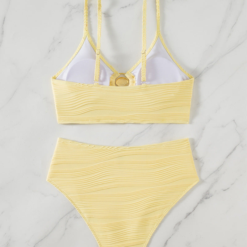 Damen Bikini-Set mit elastischem Muster und modischem Knotenverschluss EB