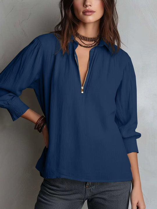 Damenbluse mit halblangem Arm und Reißverschluss EB