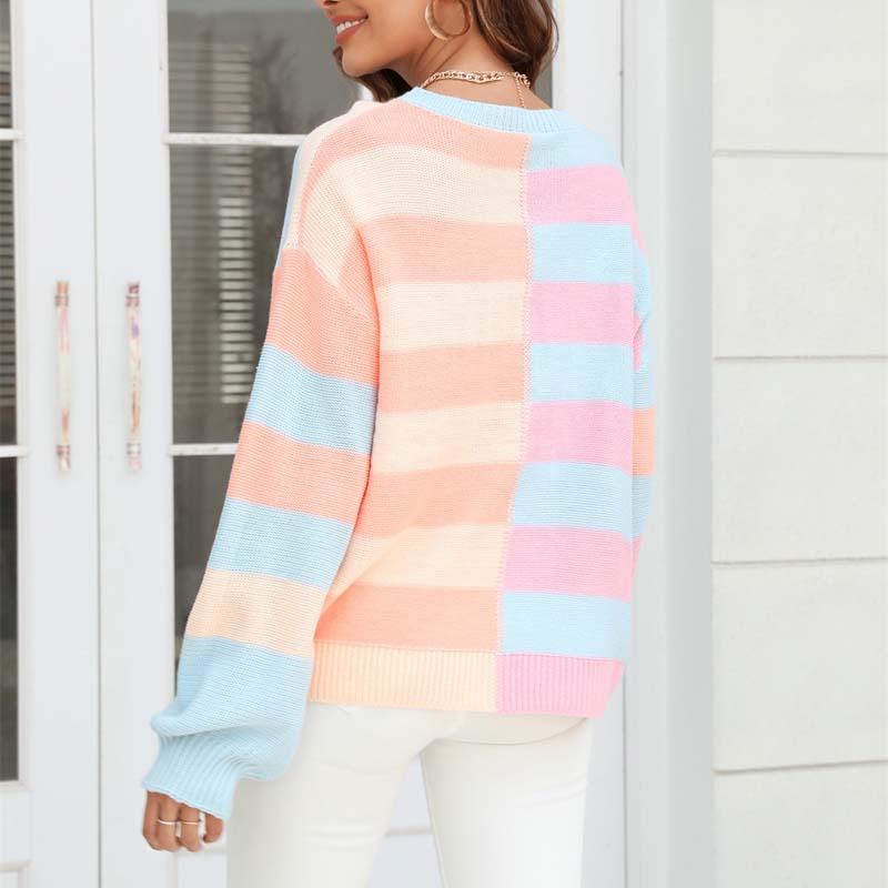 EB | Strickbluse mit Pastellfarben Polyester Lässig und Farbenfroh