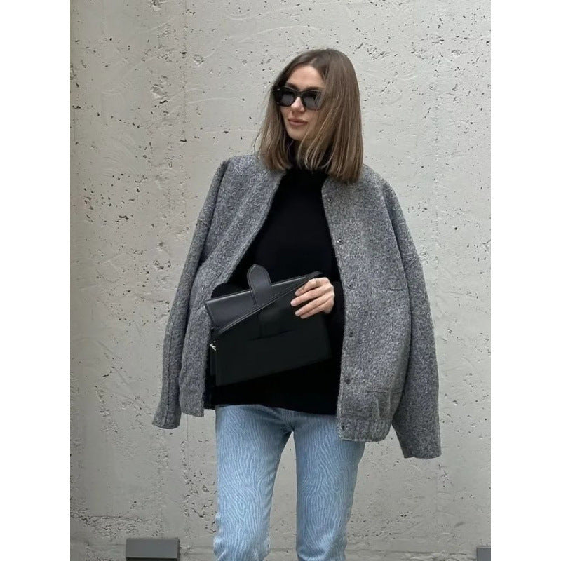 Damen coole Oversize-Jacke aus weichem Wollmix EB