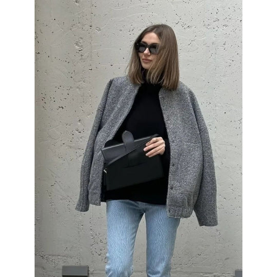 Damen coole Oversize-Jacke aus weichem Wollmix EB