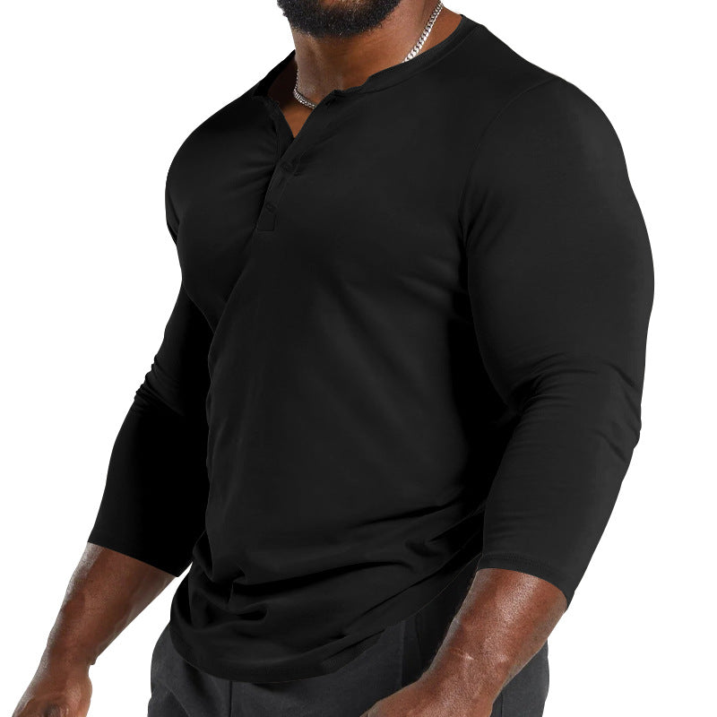 Herren Langarmshirt mit Knopfleiste und modischem Schnitt EB
