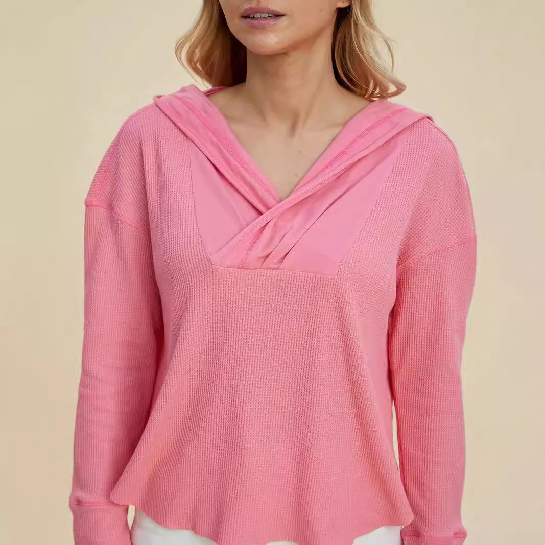Damen Freizeit Hoodie mit raffiniertem Ausschnitt EB