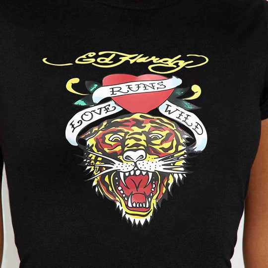 Damen T-Shirt mit kreativem Tiger-Motiv und inspirierendem Schriftzug EB