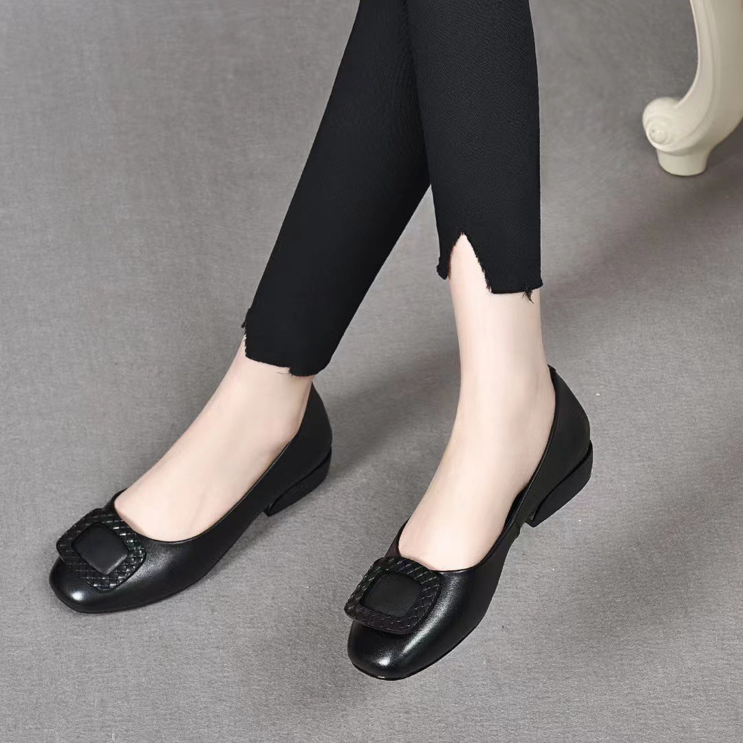 Damen Klassische Ballerinas mit modischem Schnallen-Design EB