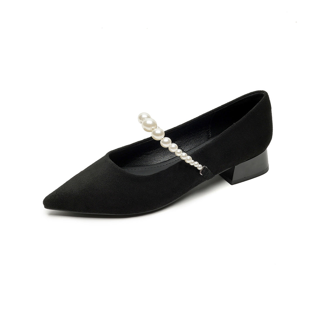 Damen elegante Pumps mit perlenverziertem Riemchen EB