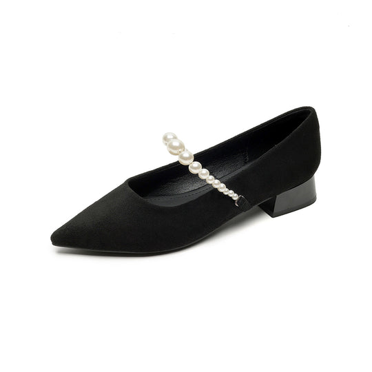 Damen elegante Pumps mit perlenverziertem Riemchen EB