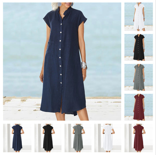 Damen Hemdblusenkleid mit funktionalen Taschen und luftiger Passform EB