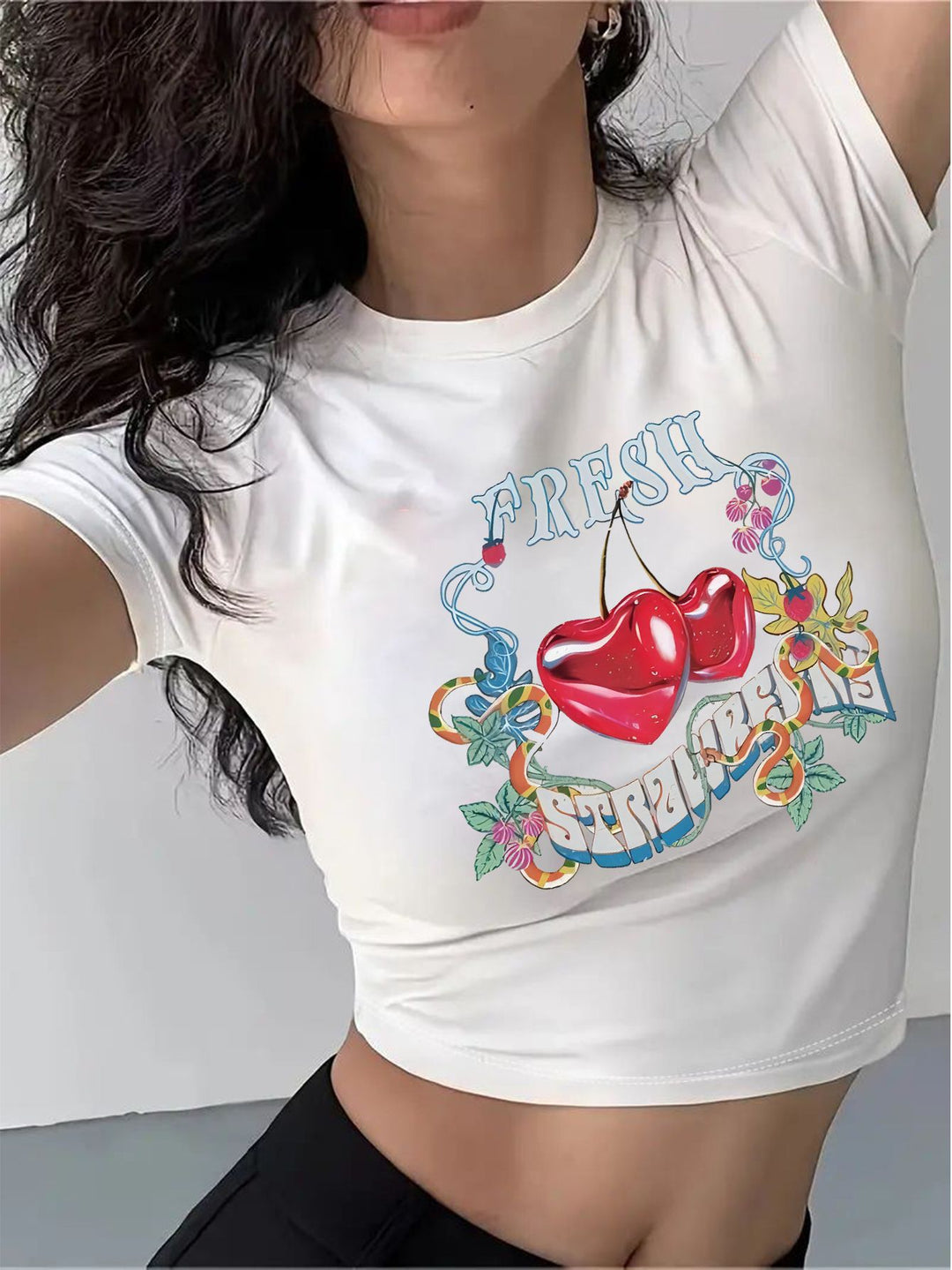Damen Crop-Top mit innovativem Spinnen-Netz-Design EB