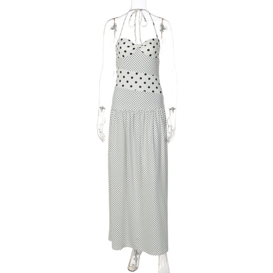 Damen Maxikleid mit verspielten Polka-Dots und schickem Halterdesign EB