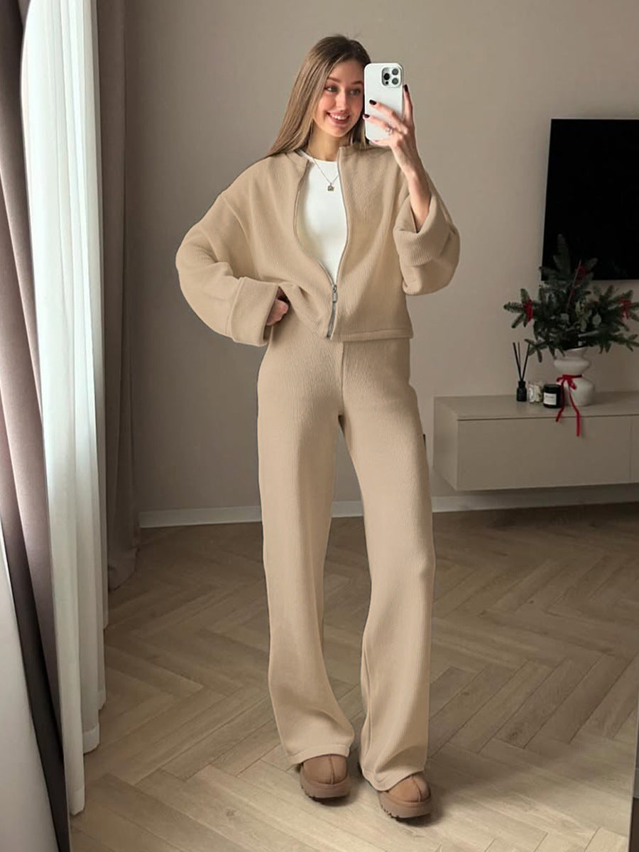 Damen Modisches und bequemes Strick-Ensemble mit weitem Schnitt EB