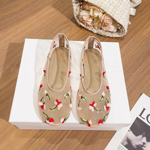 Damen Ballerinas mit eleganter Floral-Applikation und komfortabler Innensohle EB