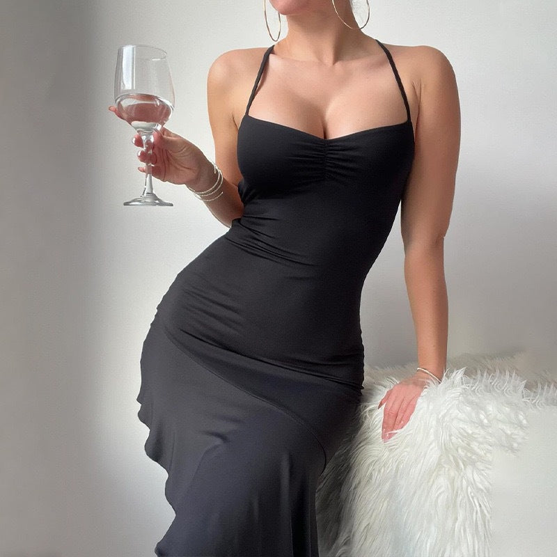 Damen Elegantes Wickelkleid mit asymmetrischem Saum und Raffungen EB