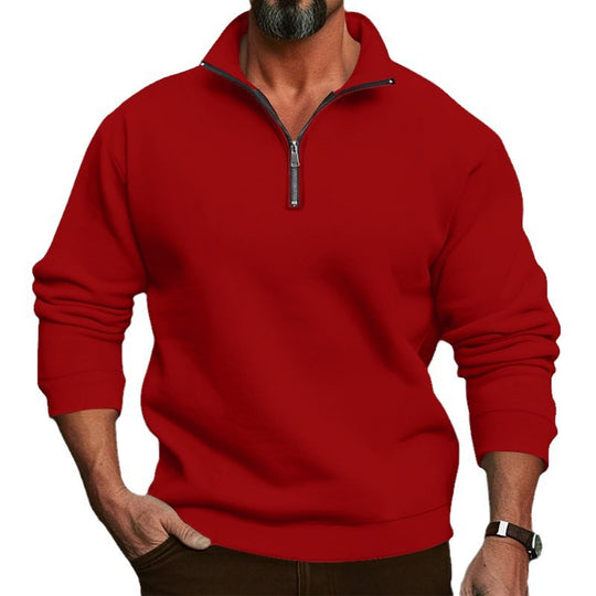 Herren Sweatshirt mit halblangem Reißverschluss und weichem Innenfutter EB