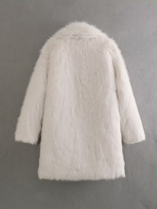 Damen Fleece-Mantel mit doppeltem Revers EB