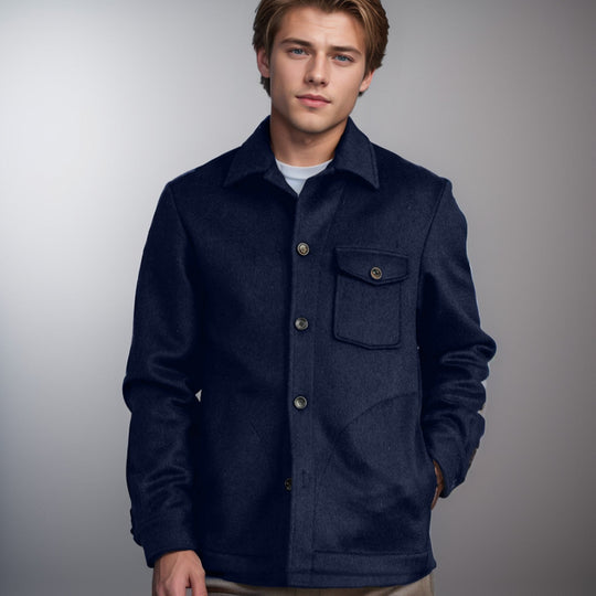 Herren elegante Bouclejacke mit praktischen Taschen EB