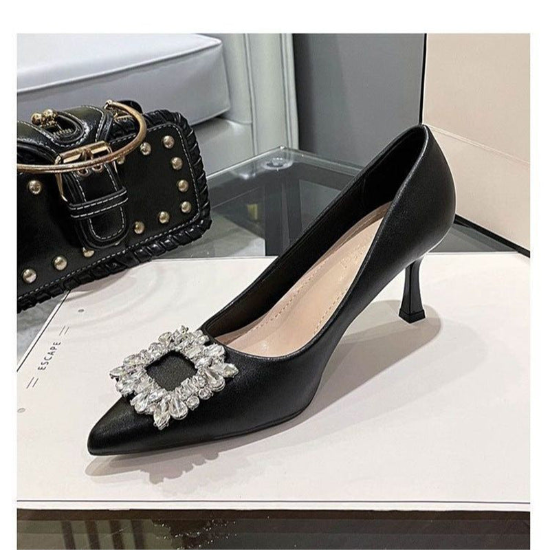 Damen elegante Stiletto-Pumps mit funkelndem Schnallenakzent EB